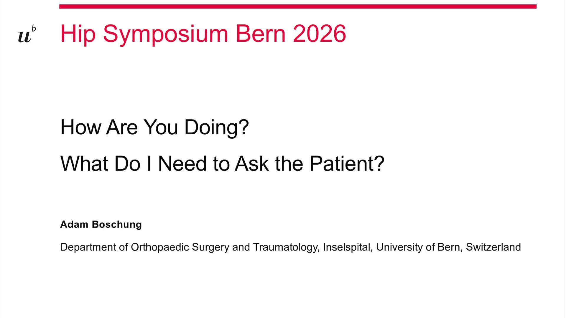 Boschung How Are You Doing Precourse Bern Hip Symp